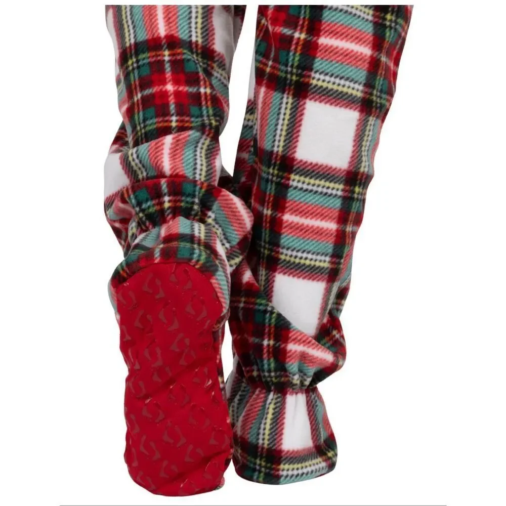 FESTIVE PLAID KIDS HOODIE FLEECE ONESIE